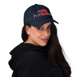 anti hatred, anti hat.red | navy cap with red hat