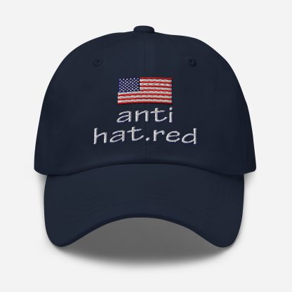anti hatred, anti hat.red | navy cap with USA flag - Image 2