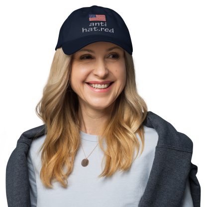 anti hatred, anti hat.red | navy cap with USA flag - Image 3