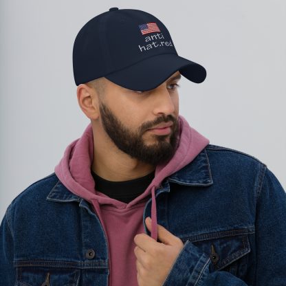 anti hatred, anti hat.red | navy cap with USA flag - Image 4